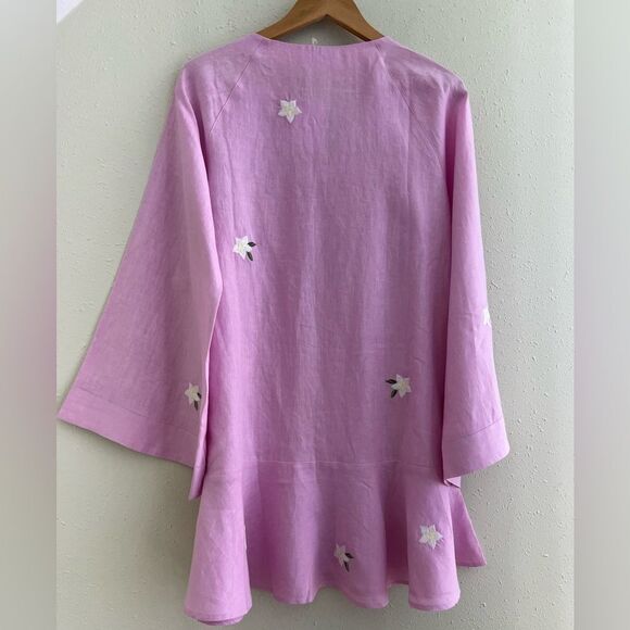 New Andie x Fann Mon The Serik Linen Dress in Aster Size M - Picture 5 of 10